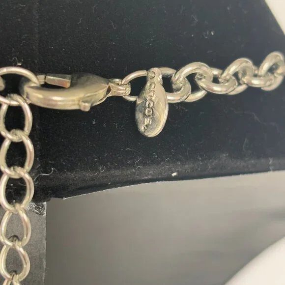 Chicos Long Necklace Multi-Bead Faux Gemstone Silver Chain Contemporary 40" Blue - Picture 3 of 8